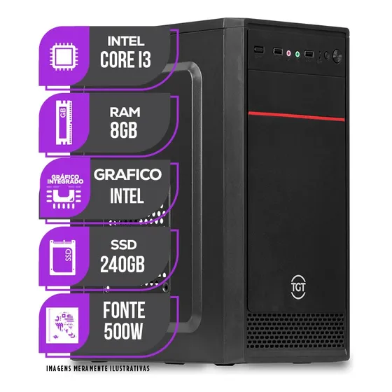 Computador Mancer, Intel Core I3, 8gb Ddr4, Ssd 240gb