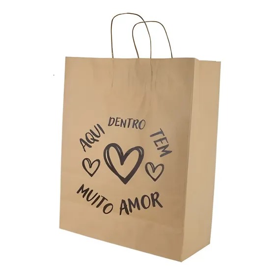100 Sacolas Grande Kraft Personalizada Atacado Envio Rapido