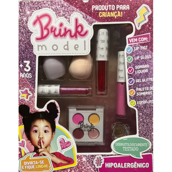 Maquiagem Infantil Hipoalergênico Com Esponja Brink Model
