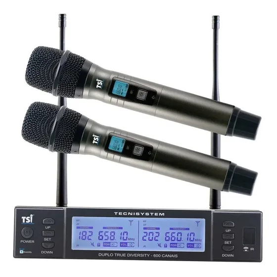 Microfones TSI Broadcast Series BR-8000-UHF Dinâmico Supercardióide cor preto