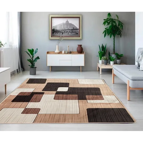 Tapete Carpete Flannel Emborrachado Antiderrapante Para Sala Quarto Escritório Aveludado 2x2,50m Texfine Cor Tabaco Madeira