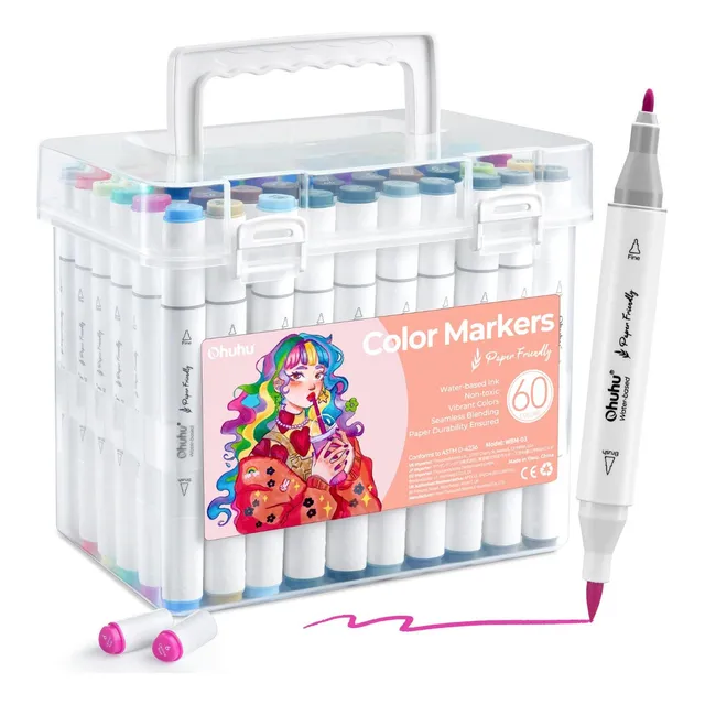 Rotulador A Base De Agua Ohuhu, Apto Para Papel, 60 Colores
