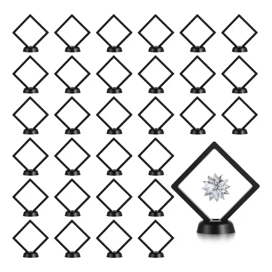 30 Unidades De Vitrina Flotante 3d De 9 Cm Con Base