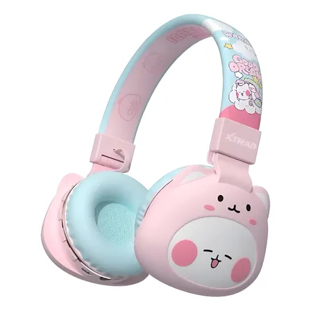 Fone Infantil Headset Bluetooth Fofo Presente Menina Sem Fio Rosa