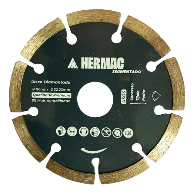 Kit 5 Discos 110mm Diamantado Segmentado Concreto Serra Marm