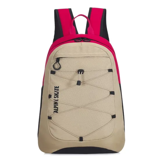 Mochila Alpine Skate Urbana Bolsillo Frontal Viaje Color Rojo Diseño De La Tela Liso