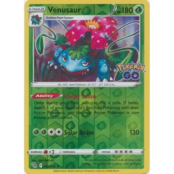 Venusaur 003/078 Reverse Holo Raro Pokemon Tcg