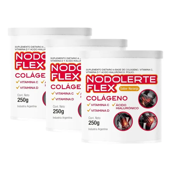 Pack 3 Nodolerte Flex Colágeno Hidrolizado Polvo Artrosis