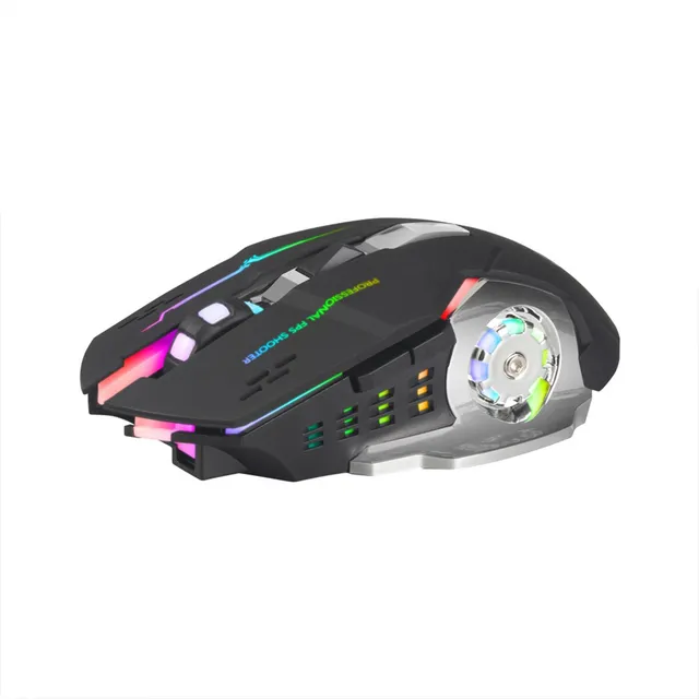 Mouse Gamer Inalámbrico 6 Botones Luz Led Levo Color Gris