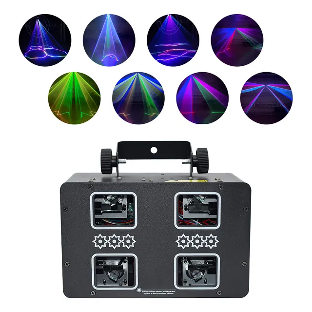 Luz Láser Doble De Cuatro Ojos A Todo Color Rgb Dmx Dj Luces