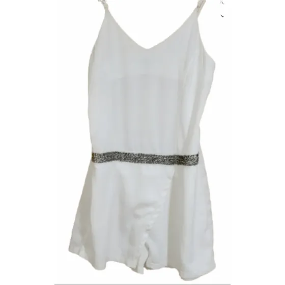 Enterito Fiesta Blanco Y Plata Talla S M Nuevo