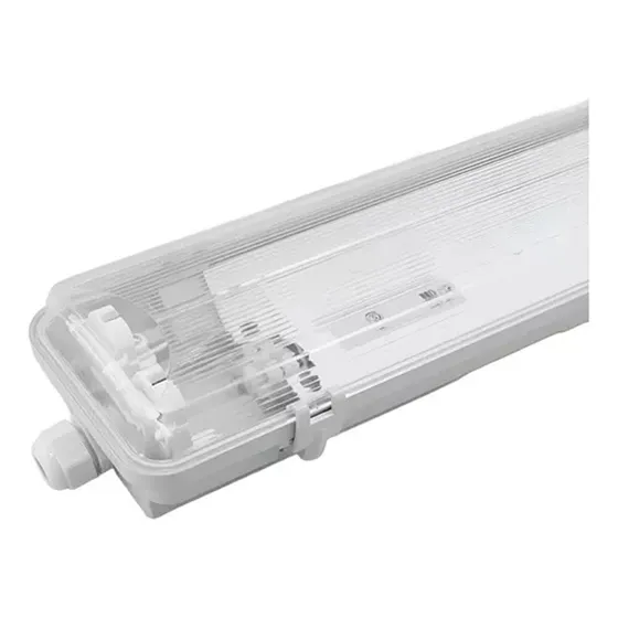 Plafon Estanco Para 2 Tubos Led 18w 120cm T8 Estructura Gris