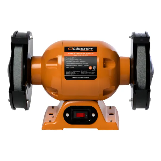 Amoladora De Banco Pulidora Eléctrica Lüsqtoff AB-375 color naranja 220V 375W