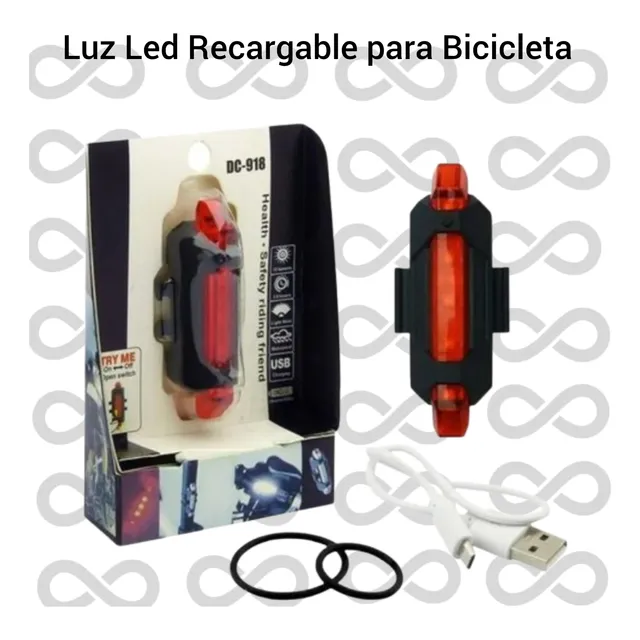 Luz Led Roja Recargable Para Bicicleta
