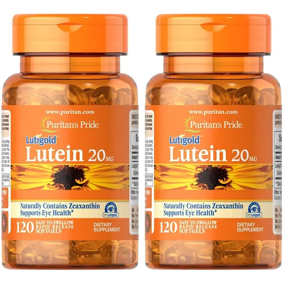 Puritans Pride Lutein 20 Mg 120 Cápsulas Blandas, Paquete 2