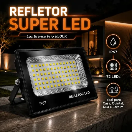 Refletor Super Led 300w Holofote Bivolt Ip67 Cor Da Luz Branco Frio 6500k