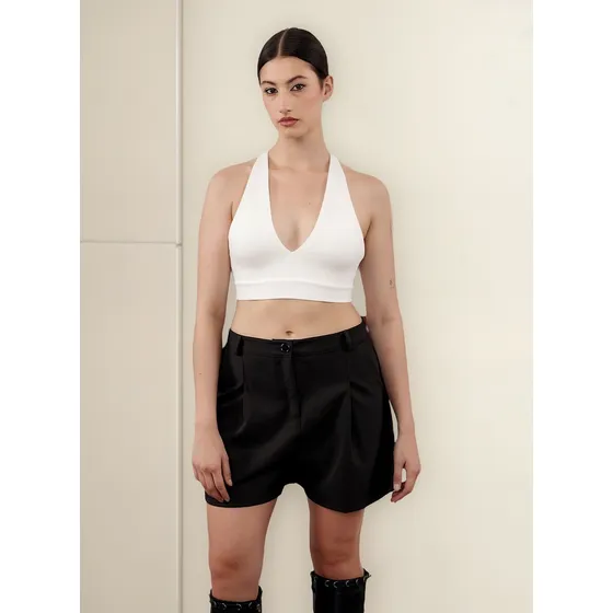 Remera Top Crep Escote V Mujer Slim Noche Bonanza