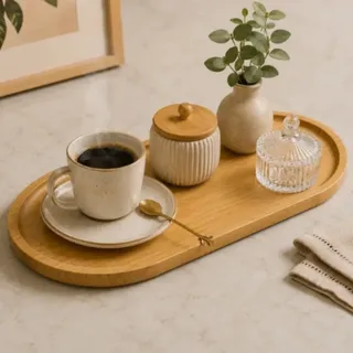 Bandeja Oval De Bambu Grande Café Petiscos Decoração Bambu