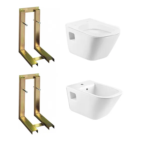 Combo Roca The Gap Suspendido Inodoro Bidet Soporte Cs6836