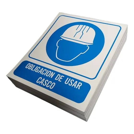 Cartel Obligación Usar Casco Seguridad 22x26 Cm