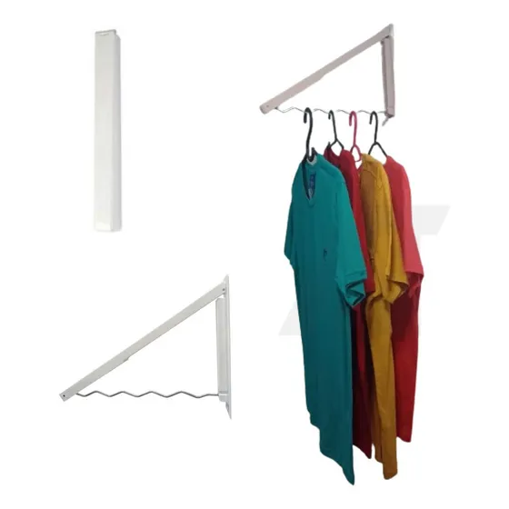 Varal Mágico Pendurar Cabides Roupas Retrátil Blusa Calça Cor Branco