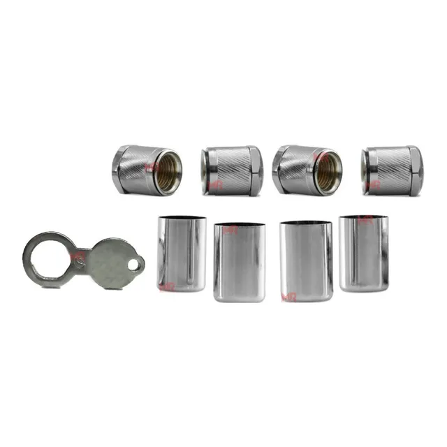 Kit 8pcs Bico Pito Chave Capa Tampa Bico Pneu Metal Cromado