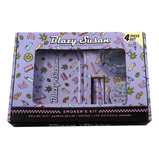 Kit Cenicero, Bandeja, Grinder Y Maquina De Liar Blazy Susan Lila Kit Purple Icon Blazy Susan