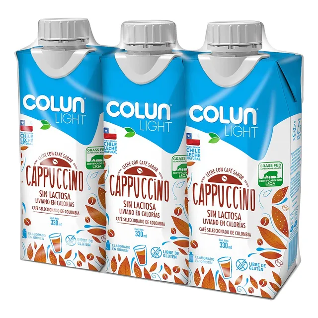 3 Leche Colún Café Capuccino Light 330cc