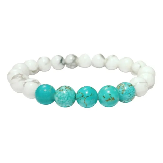 Pulsera Piedra Natural Howlita Y Turquesa