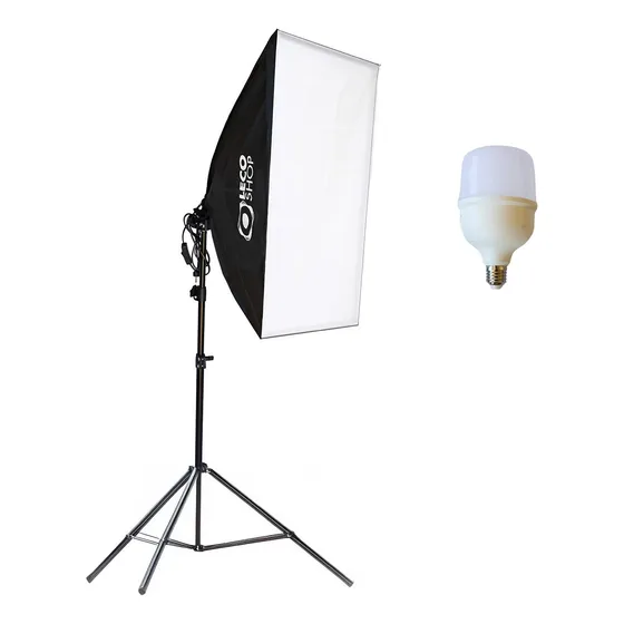 Kit Soft Box 50 X 70 Com Lampada Led Estudio Luz Continua
