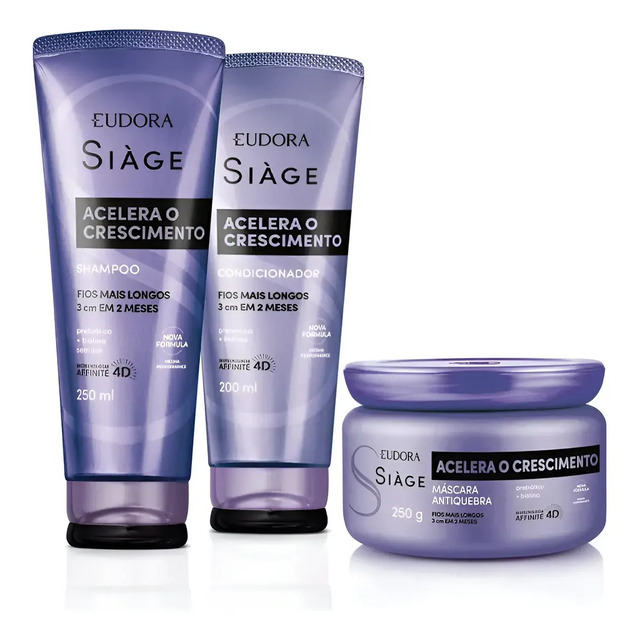 Kit Siàge Acelera Crescimento Shampoo Condicionador Máscara Kit Siàge Acelera Crescimento Shampoo Condicionador Máscara