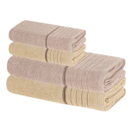 Jogo De Toalhas 4 Pçs Fio Cardado 100 Algodão Softmax Bressan Karsten Grão/ Bordô