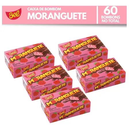 Kit 5 Caixas Bombom Moranguete 108g Bel Chocolates Original