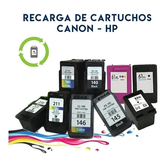 Recarga De Su Cartucho  Hp 21 22 122 60 662 74 75 27 28 56 5