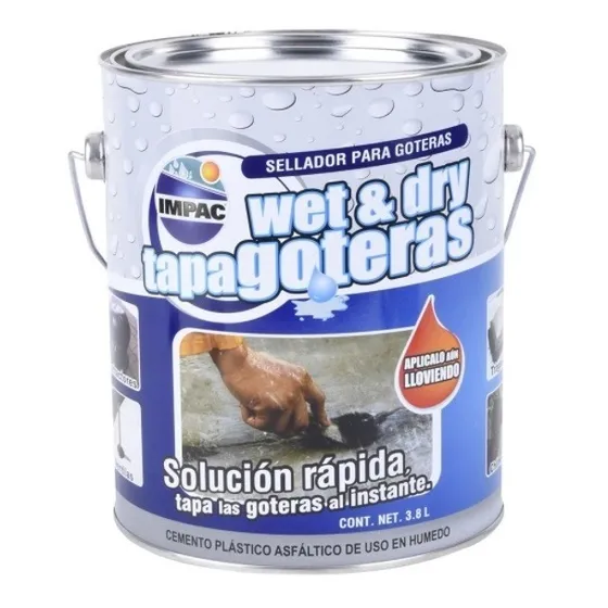 Tapa Goteras Impac Negro 3.8l Sellador Techos Grietas Fisura