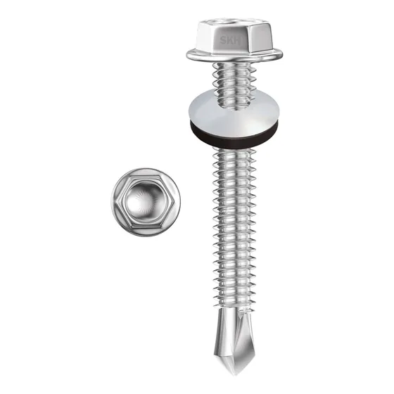 Tornillo Autoperforante Hexagonal Punta Mecha 14 X 2 (6,3 X 50mm) Para Techo Chapa Con Arandela Vulcanizada Caja Por 100 Unidades