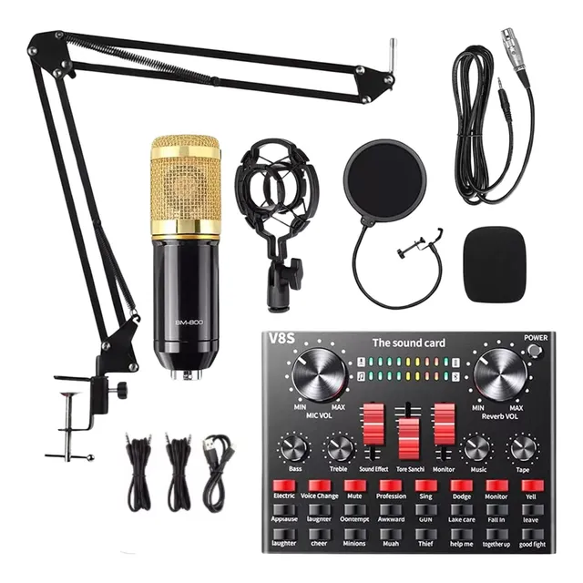 Kit De Micrófono Condensador Bm-800 Con Filtro Y Consola