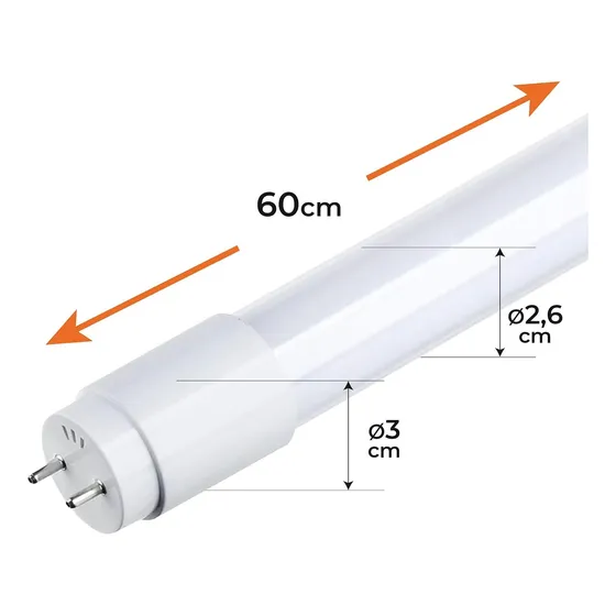 Tubo Led 60 Cm 9w T8 Multivoltaje 85-265v Luz Blanca 6500k