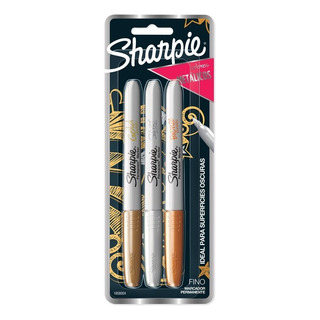 Sharpie Metalico Plumon Permanente Fino Plata Oro Bronce 3pz Sharpie Metalico Plumon Permanente Fino Plata Oro Bronce 3pz