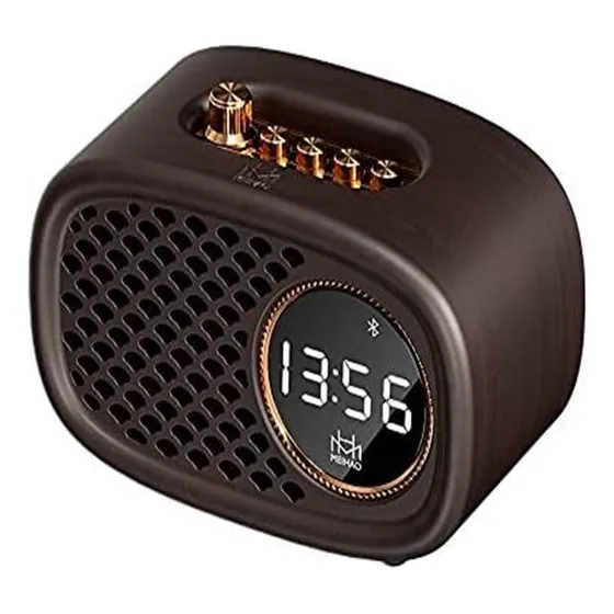 Radio Reloj Madera Retro Produccion Maciza Para Hogar Mini