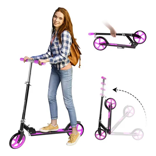 Novangua Hibabee Patín Completo Para Niños Rosa, Modelo S-53, Manillar Ajustable, Plegable, Ruedas PU