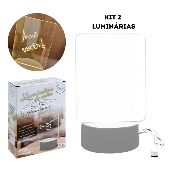Kit 2 Luminárias Led De Escrever Com Caneta Lousa Mesa