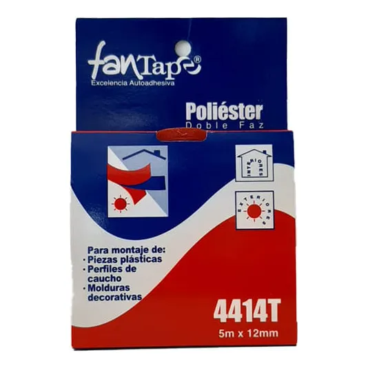 Cinta Adhesiva Doble Faz Polyester 12mmx5m