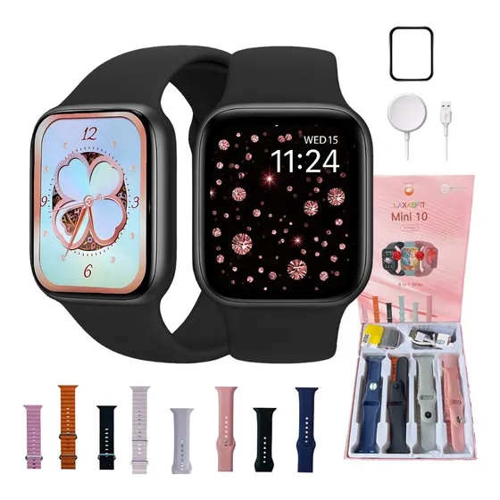 Smartwatch Feminino W10 Mini Amoled 41mm Brindes 8 Pulseiras