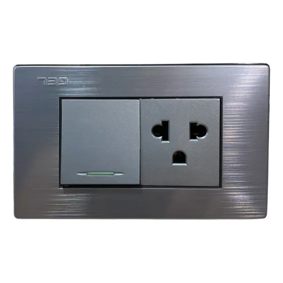 Apagador Interruptor Con Tomacorriente C/tierra  Mixto Gris