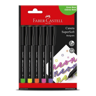 Kit Caneta Supersoft Pen 1.0mm 5 Cores Neon Faber Castell Kit Caneta Supersoft Pen 1.0mm 5 Cores Neon Faber Castell