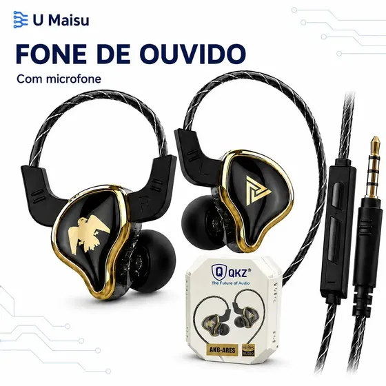 Fone De Ouvido Qkz Ak6 Ares Gamer Profissional Retorno De Palco Dj Musicos Inear Com Case - U maisu