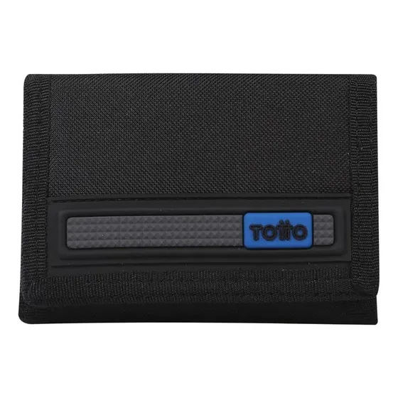 Totto Cartera Para Hombre Con Velcro Y Bloqueo Rfid Bact232 Color Negro Diseño De La Tela Lisa