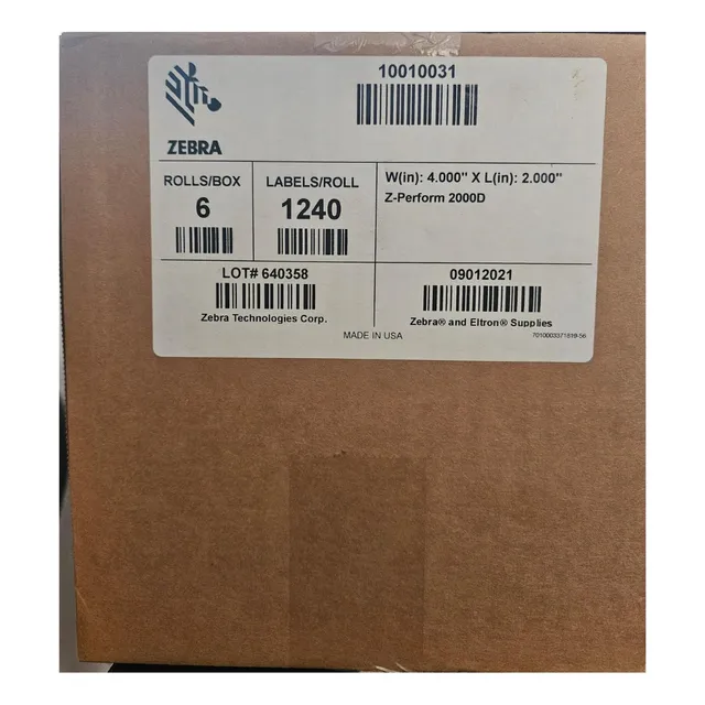Etiqueta Zebra  2000d Térmica  4  X 2   Caja Con 6 Rollos