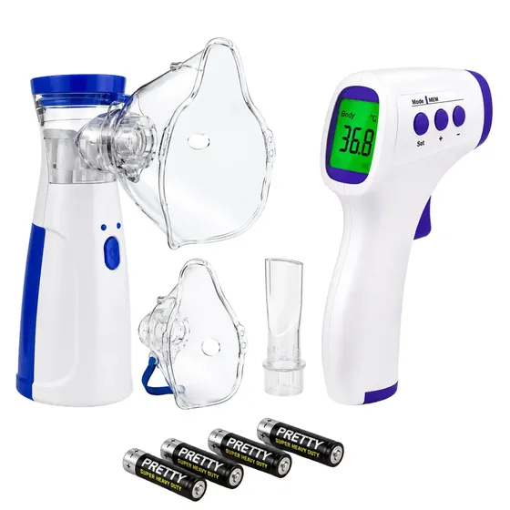 de Nebulizador Mesh Portátil y Silencioso con Termómetro Infrarrojo para Niños y Adultos